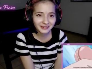 18yo youtuber gets passionate watching hentai during the stream and masturbates - Emma Fiore