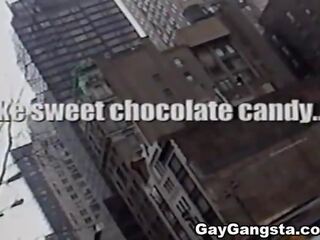 Gay Gangster do a deepthroat blowjob and stupendous handjob